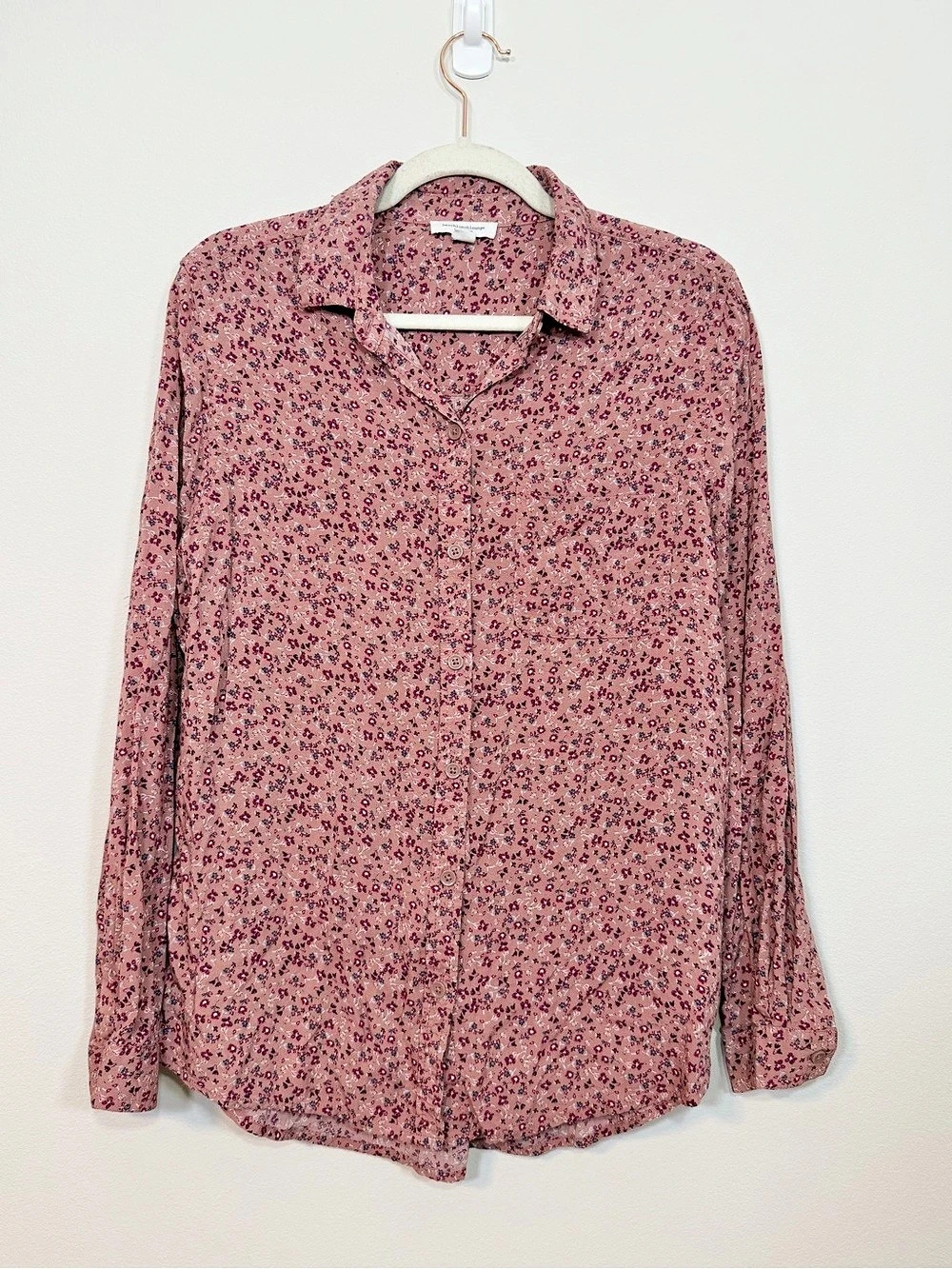 Beachlunchlounge Shirt Floral Button Down Blouse Pink Viscose Office Women L